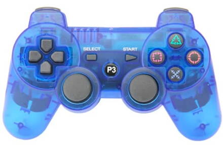 Ovladač PS3 Bluetooth modrý transparent
