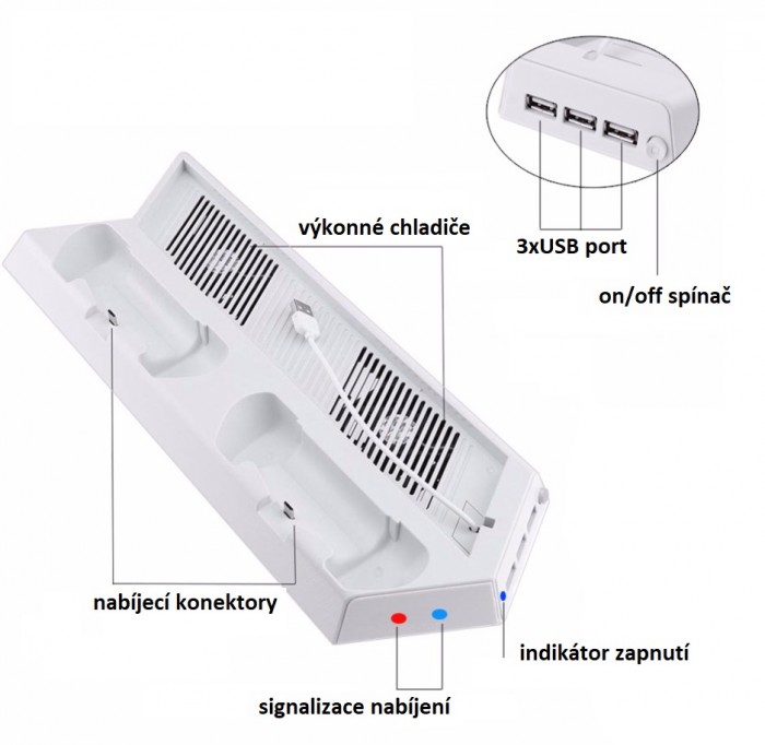 chladici stojánek ps4 pro v bílém provedení