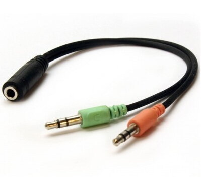 AV kabel 3.5mm Female to 2-3.5mm Male Audio 