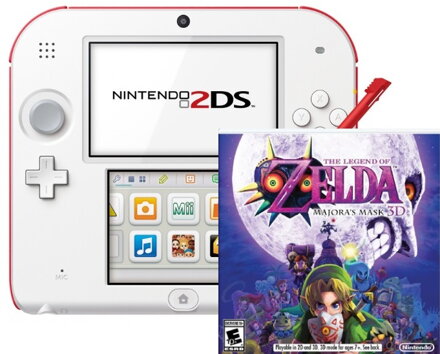 Nintendo 2DS White and Red + hra The Legend of Zelda: Majora's Mask 3D