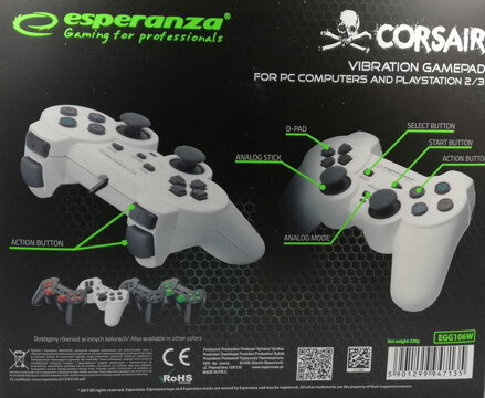 Corsair Gamepad Esperanza GX500 (PC/PS2/PS3) bílý