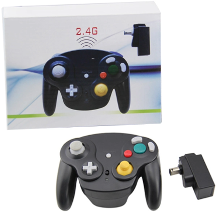 Gamecube bezdrátový 2,4 GHZ ovladač černý