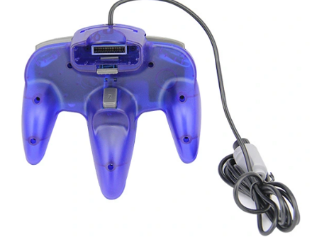 N64 modrý transparentní ovladač