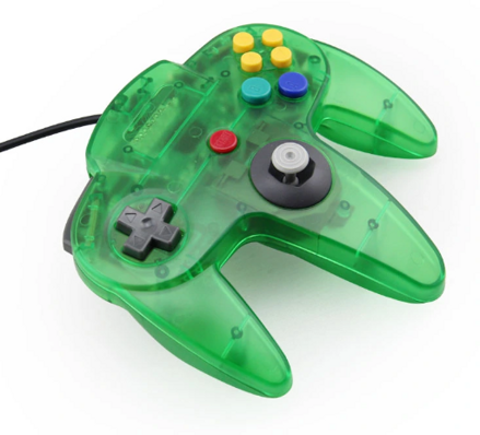N64 zelený transparentní ovladač