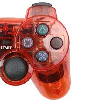 Ovladač PS2 kabelový červený crystal