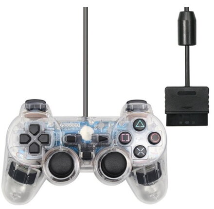 Ovladač PS2 kabelový čirý crystal