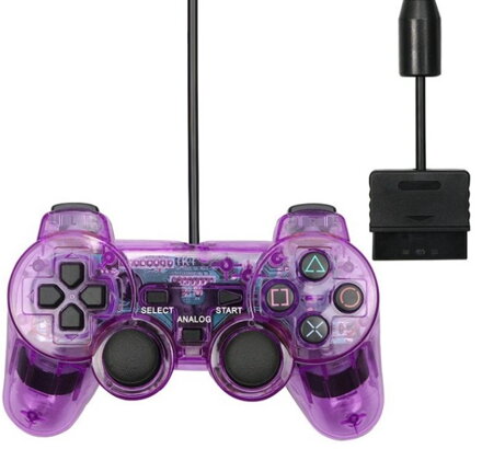 Ovladač PS2 kabelový fialový crystal