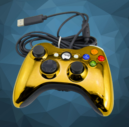 Xbox 360 kabelový ovladač chromovaný žlutý limited