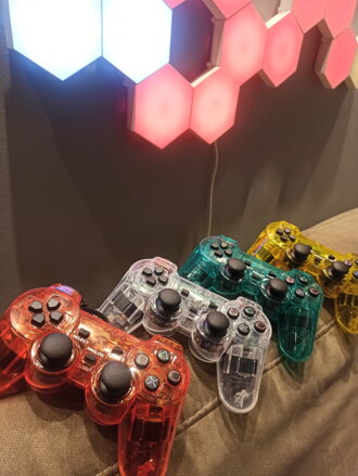 Ovladač PS2 kabelový čirý crystal