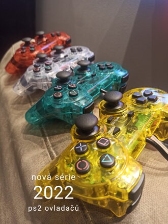 Ovladač PS2 kabelový čirý crystal