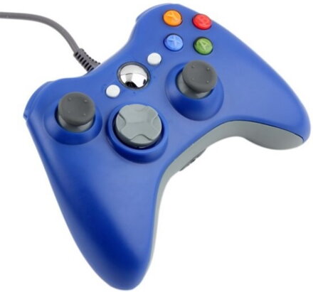 Xbox 360 kabelový ovladač modrý