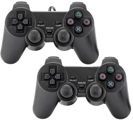 COMBO set 2 kabelových ovladačů PS2 černých