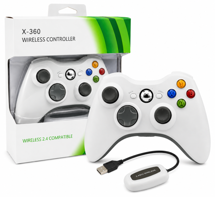 Bezdrátový ovladač pro XBOX 360 / PC 2,4 GHz bílý