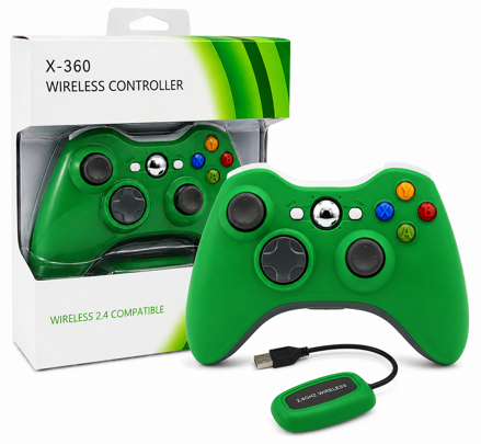 Bezdrátový ovladač pro XBOX 360 / PC 2,4 GHz zelený