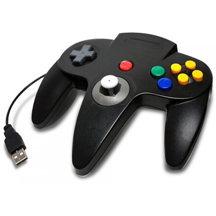 USB N64 Design PC ovladač černý