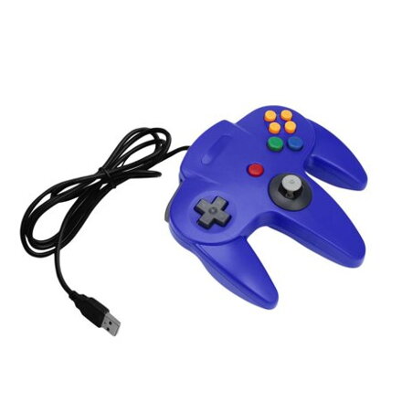 USB N64 Design PC ovladač - modrá