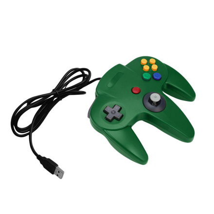 USB N64 Design PC ovladač - zelená