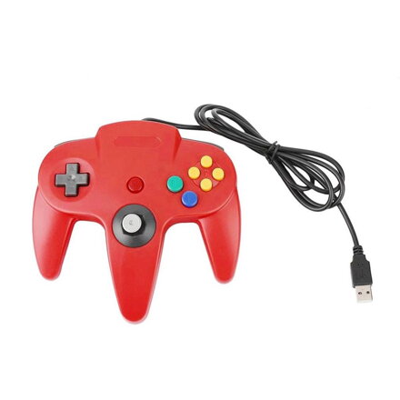 USB N64 Design PC ovladač - červená