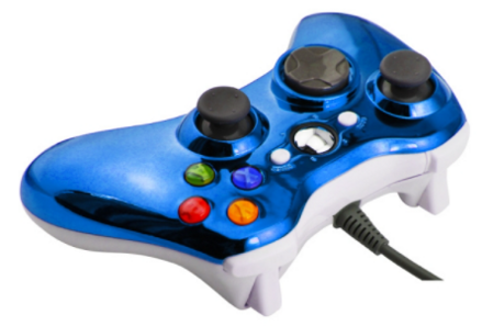 Xbox 360 kabelový ovladač chromovaný modrý limited