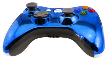 Xbox 360 kabelový ovladač chromovaný modrý limited