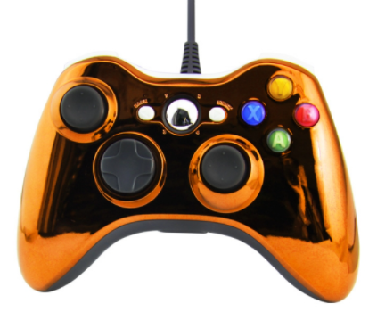 Xbox 360 kabelový ovladač chromovaný oranžový limited