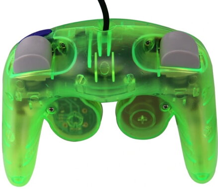 Gamecube ovladač zelený crystal