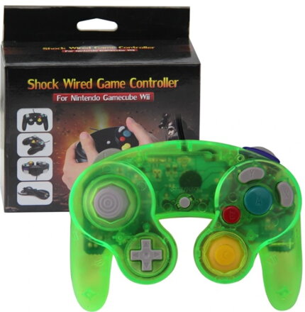 Gamecube ovladač zelený crystal