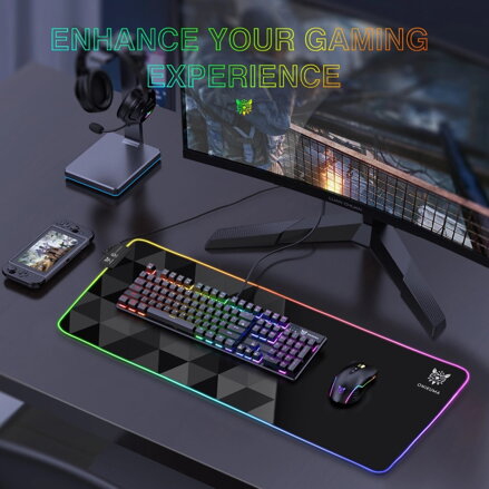 Podložka pod myš XL 80x30 cm LED RGB black triangel camo
