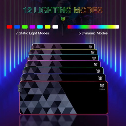 Podložka pod myš XL 80x30 cm LED RGB black triangel camo