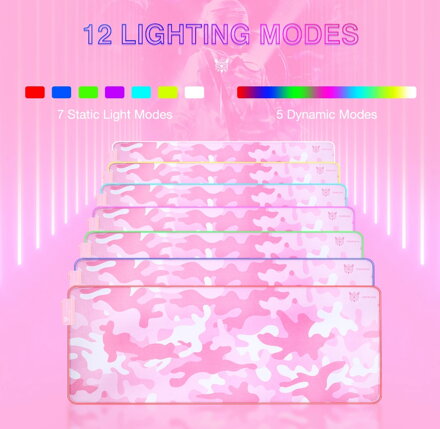 Podložka pod myš XL 80x30 cm LED RGB Pink Camo