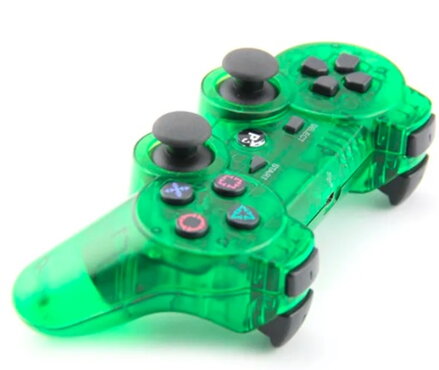 Ovladač PS3 Bluetooth zelený transparent