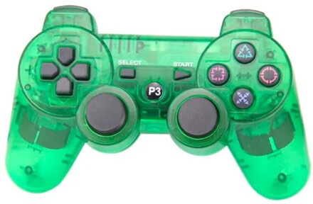 Ovladač PS3 Bluetooth zelený transparent