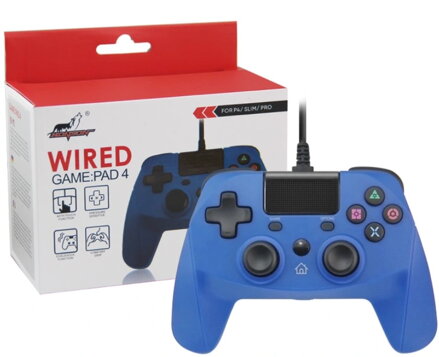 PS4 kabelový ovladač modrý