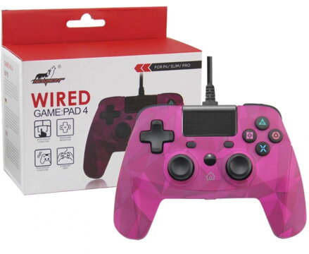 PS4 kabelový ovladač růžový