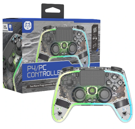 PS4 bezdrátový ovladač crystal s RGB podsvícením