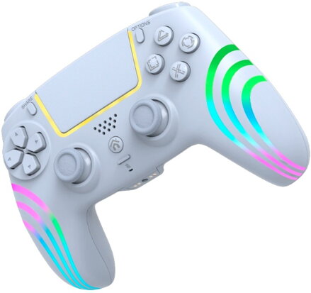 PS4 bezdrátový ovladač bílý s RGB podsvícením