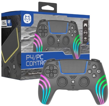 PS4 bezdrátový ovladač černý s RGB podsvícením  