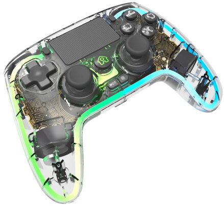 PS4 bezdrátový ovladač crystal s RGB podsvícením