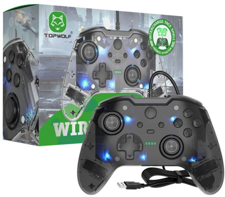 Kabelový ovladač Crystal černý pro xbox Series X/S