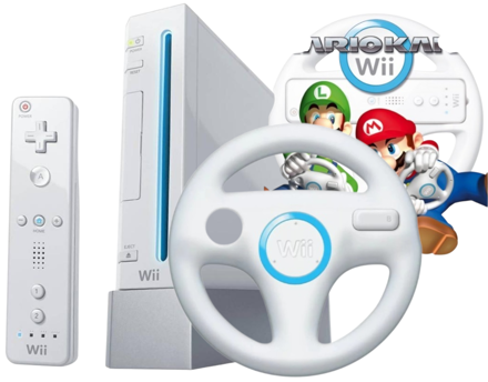 Nintendo Wii  + Mario Kart + volant