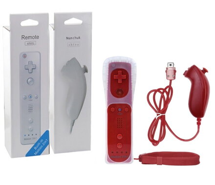Wii Remote Controller + Nunchuck červený + motion + silikonový obal