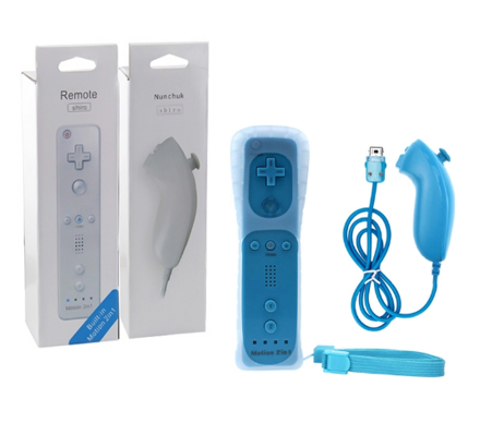 Wii Remote Controller + Nunchuck světle modrý + motion + silikonový obal