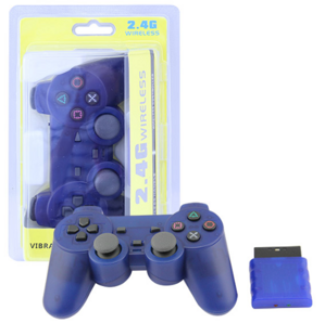 Ovladač PS2 2,4 Ghz bezdrátový krystal modrý