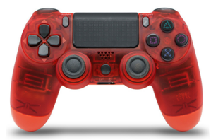 PS4 bezdrátový ovladač červený transparentní