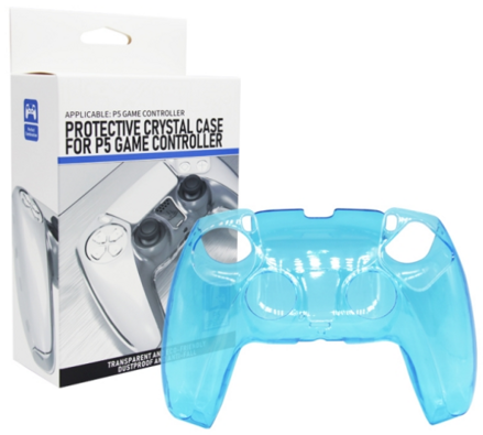 Crystal průhledný obal ovladače PS5 modrý