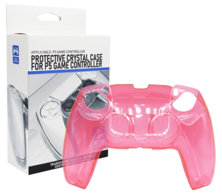 Crystal průhledný obal ovladače PS5 růžový