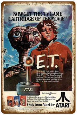Plechová cedule E.T ( nejhorší hra historie ) 20x30 cm