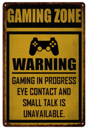 Plechová cedule Gaming Zone Warning 20x30 cm