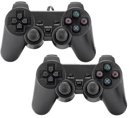 COMBO set 2 kabelových ovladačů PS2 černých