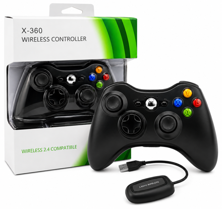 Bezdrátový ovladač pro XBOX 360 / PC 2,4 GHz černý